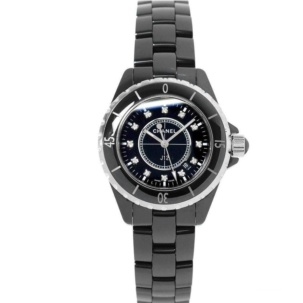  Shop Authentic Chanel J12 Quartz Diamonds Black Dial Black Steel Strap Watch for Women - J12 H1625 - Luxxuri