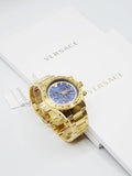  Shop Authentic Versace Classic Chronograph Quartz Blue Dial Gold Steel Strap Watch For Men - VEV700619 - Luxxuri