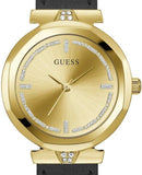  Shop Authentic Guess Rumour Quartz Gold Dial Black Leather Strap Watch For Women - GW0689L2 - Luxxuri