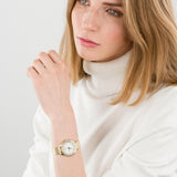  Shop Authentic Guess Chelsea Crystals Mother of Pearl White Dial Gold Mesh Bracelet Watch For Women - W0647L7 - Luxxuri