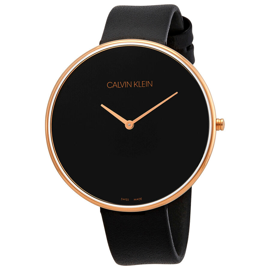  Shop Authentic Calvin Klein Full Moon Black Dial Black Leather Strap Watch for Women - K8Y236C1 - Luxxuri