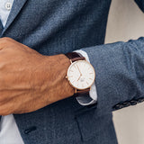  Shop Authentic Daniel Wellington Classic Bristol White Dial Brown Leather Strap Watch For Women - DW00100039 - Luxxuri