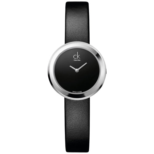  Shop Authentic Calvin Klein Firm Black Dial Black Leather Strap Watch for Women - K3N231C1 - Luxxuri