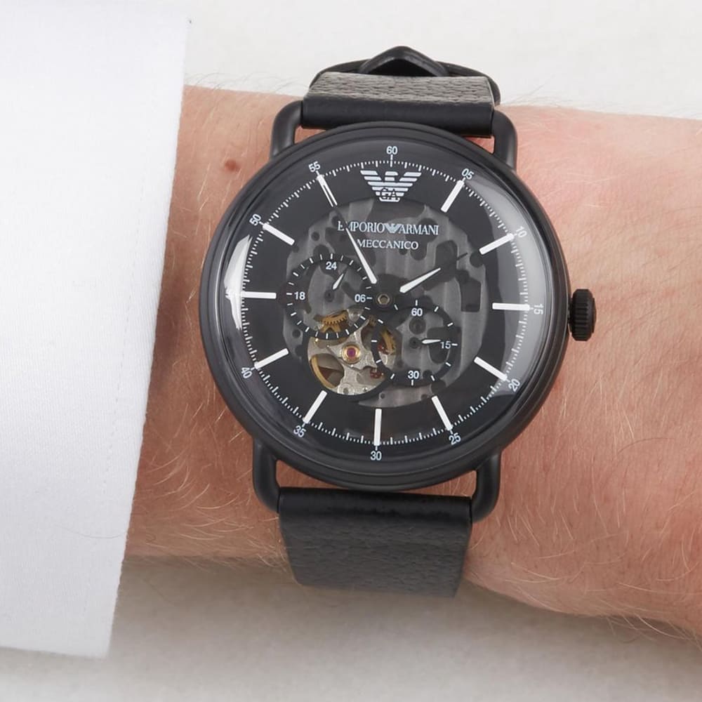  Shop Authentic Emporio Armani Aviator Chronograph Black Dial Black Leather Strap Watch For Men - AR60028 - Luxxuri