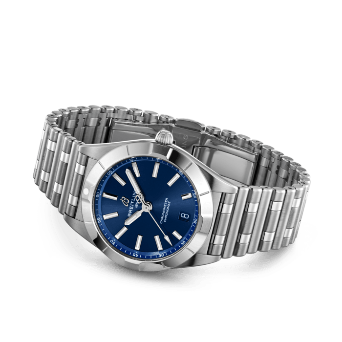  Shop Authentic Breitling Chronomat 32 Blue Dial Silver Steel Strap Watch for Women - A77310101C1A1 - Luxxuri