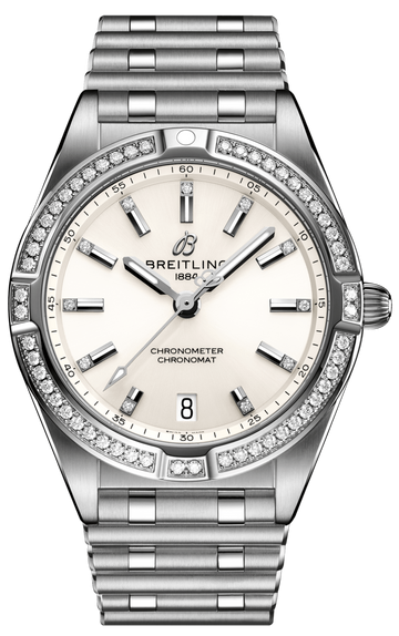  Shop Authentic Breitling Chronomat 32 Diamonds White Dial Silver Steel Strap Watch for Women - A77310591A1A1 - Luxxuri