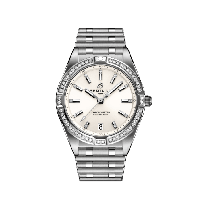  Shop Authentic Breitling Chronomat 32 Diamonds White Dial Silver Steel Strap Watch for Women - A77310591A1A1 - Luxxuri