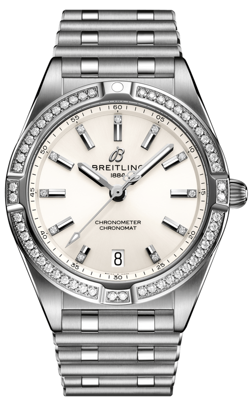  Shop Authentic Breitling Chronomat 32 Diamonds White Dial Silver Steel Strap Watch for Women - A77310591A1A1 - Luxxuri
