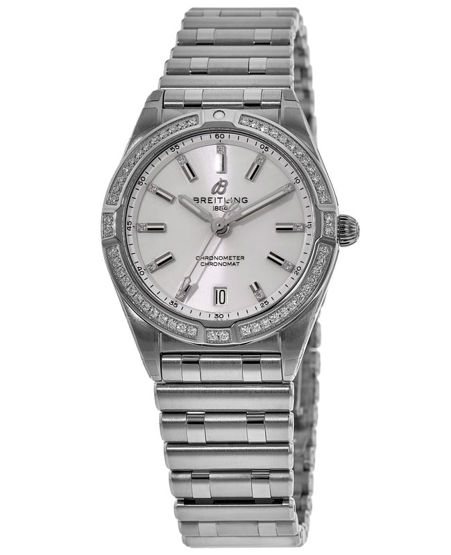  Shop Authentic Breitling Chronomat 32 Diamonds White Dial Silver Steel Strap Watch for Women - A77310591A1A1 - Luxxuri