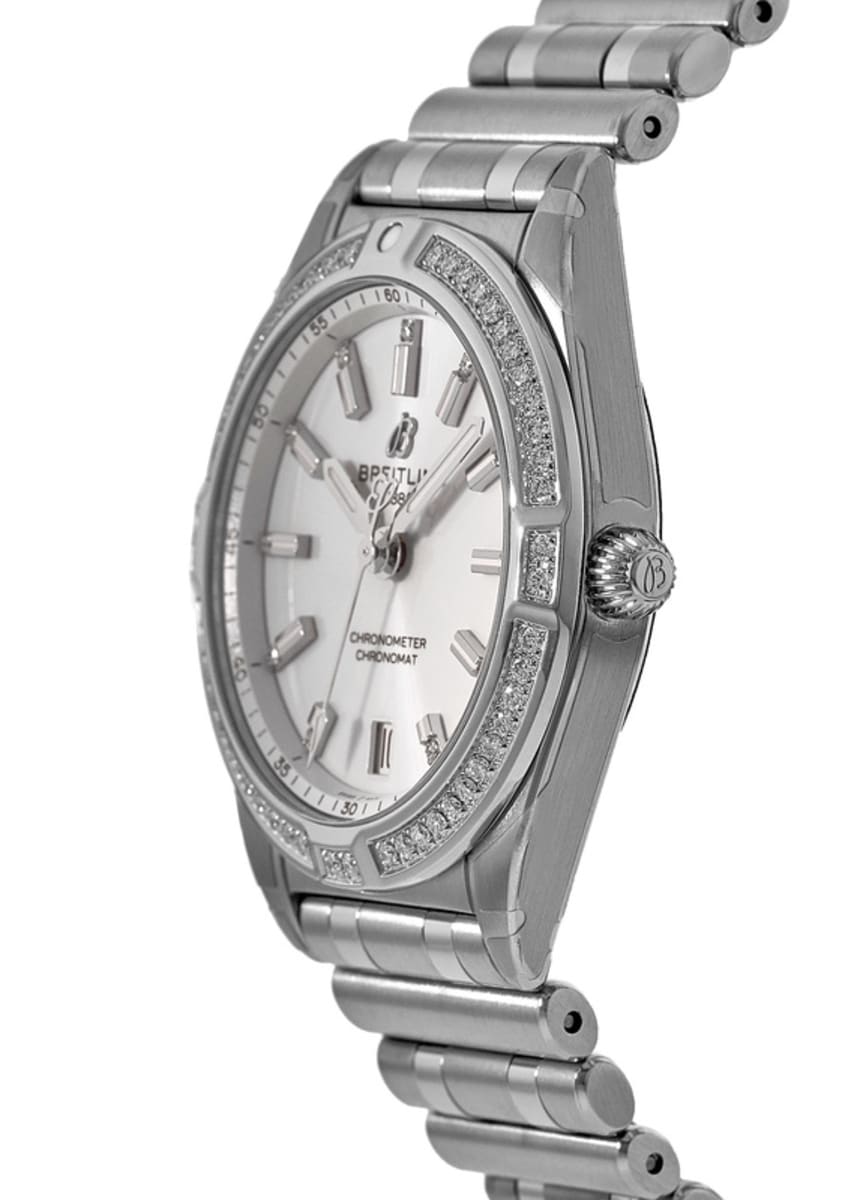  Shop Authentic Breitling Chronomat 32 Diamonds White Dial Silver Steel Strap Watch for Women - A77310591A1A1 - Luxxuri