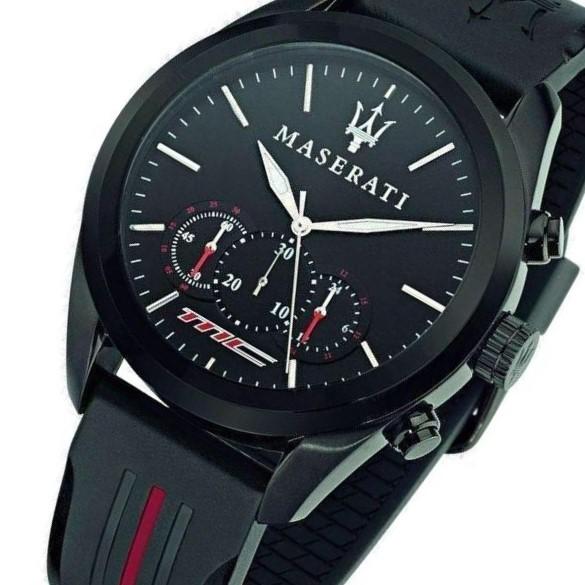  Shop Authentic Maserati Traguardo Chronograph Black Dial Black Rubber Strap Watch For Men - R8871612004 - Luxxuri
