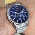  Shop Authentic Michael Kors Lexington Chronograph Blue Dial Silver Steel Strap Watch for Men - MK8280 - Luxxuri