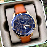  Shop Authentic Fossil Grant Sport Chronograph Blue Dial Brown Leather Strap Watch for Men - FS5268 - Luxxuri