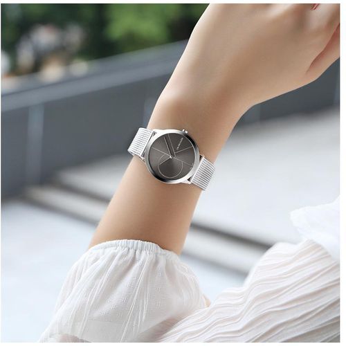  Shop Authentic Calvin Klein Minimal Black Dial Silver Mesh Bracelet Watch for Men - K3M21123 - Luxxuri