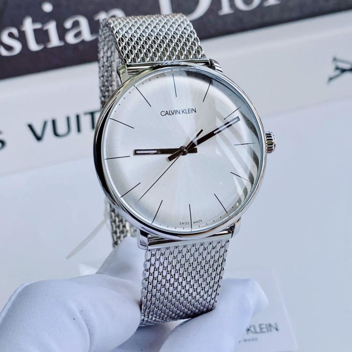  Shop Authentic Calvin Klein White Dial Silver Mesh Bracelet Watch for Women - K8M21126 - Luxxuri