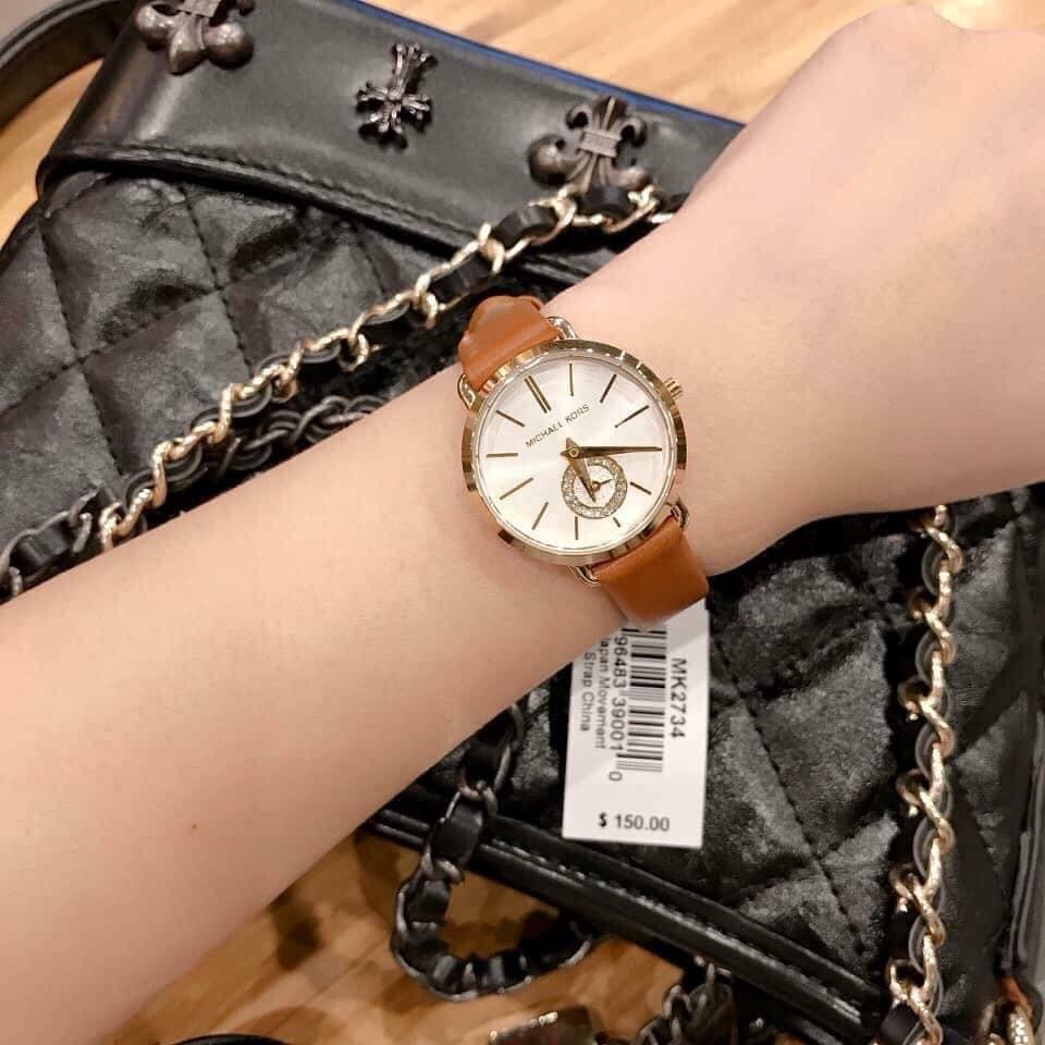  Shop Authentic Michael Kors Portia Quartz White Dial Brown Leather Strap Watch For Women - MK2734 - Luxxuri