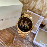 Shop Authentic Michael Kors Runway Quartz Black Dial Gold Steel Strap Watch For Women - MK6682 - Luxxuri
