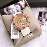  Shop Authentic Guess Confetti Crystal Rose Gold Dial White Silicone Strap Watch For Women - W1098L5 - Luxxuri