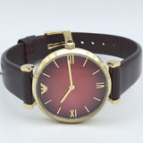  Shop Authentic Emporio Armani Gianni T Bar Burgundy Dial Burgundy Leather Strap Watch For Women - AR1758 - Luxxuri