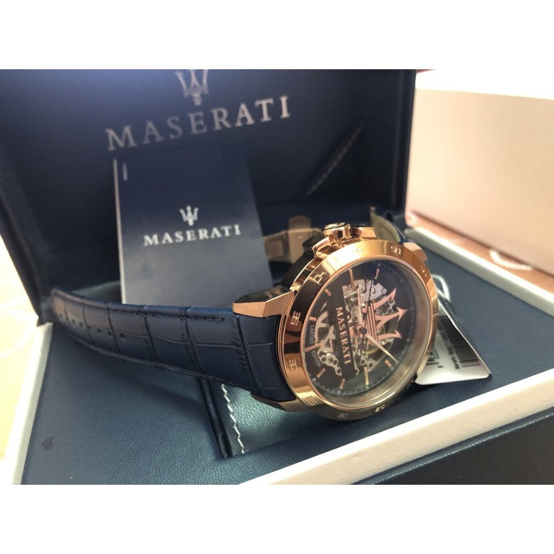  Shop Authentic Maserati Automatic Blue Dial Blue Leather Strap Watch For Men - R8821119005 - Luxxuri