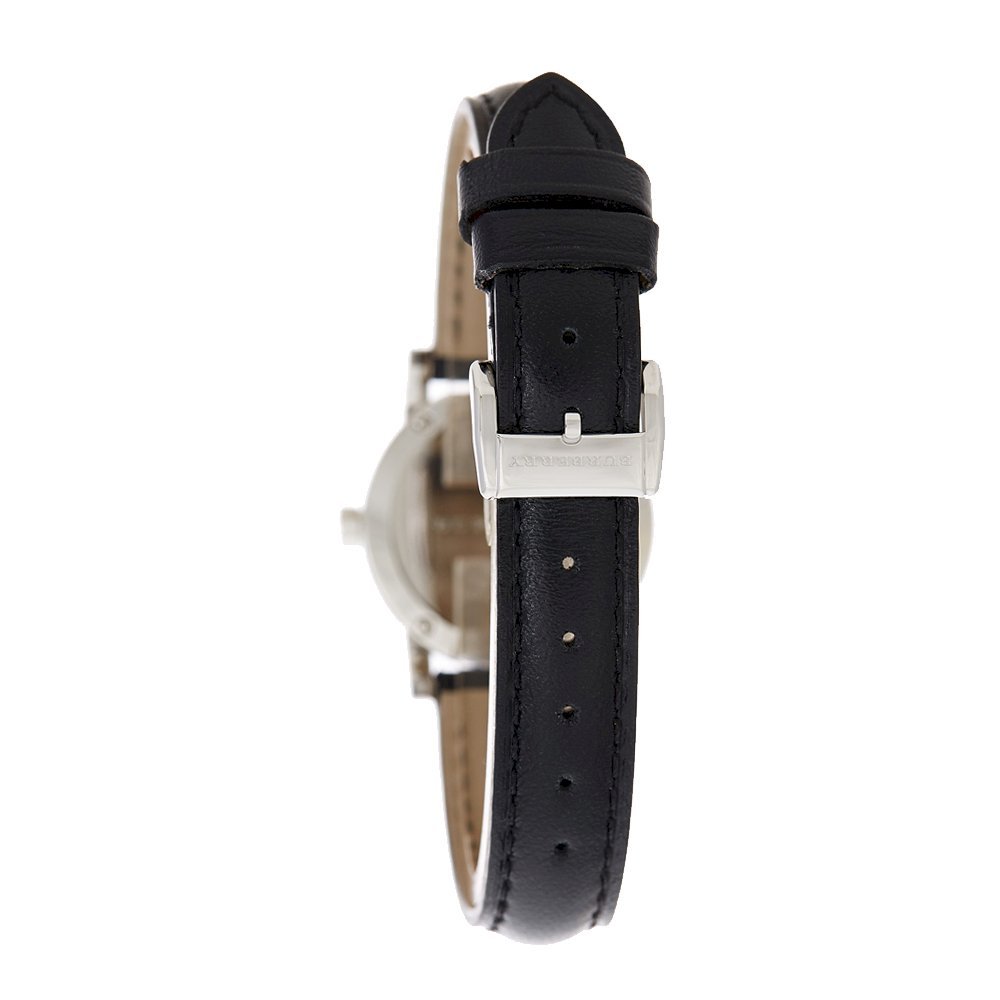 Burberry The City White Dial Black Leather Strap Watch for Women - BU9206