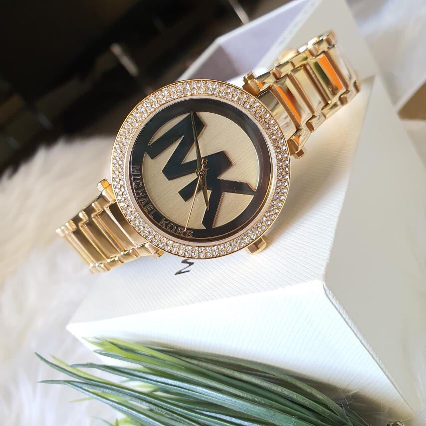  Shop Authentic Michael Kors Parker Diamonds Gold Dial Gold Steel Strap Watch for Women - MK5784 - Luxxuri
