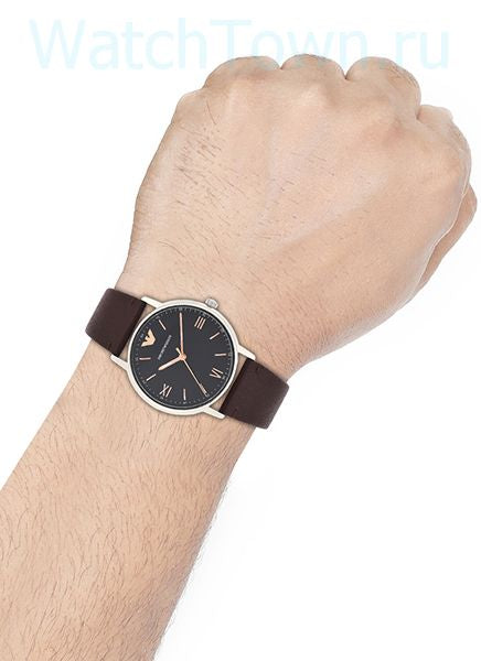 Shop Authentic Emporio Armani Kappa Quartz Black Dial Brown Leather Strap Watch For Men - AR11153 - Luxxuri