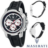  Shop Authentic Maserati SFIDA Chronograph Black Silver Dial Black Rubber Strap Watch For Men - R8851123001 - Luxxuri