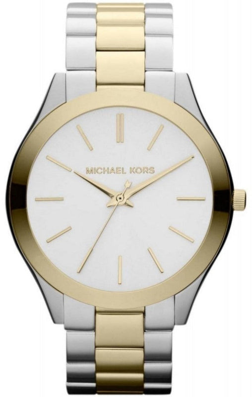  Shop Authentic Michael Kors Runway Slim Silver Dial Two Tone Stainless Steel Strap Watch for Women - MK3198 - Luxxuri