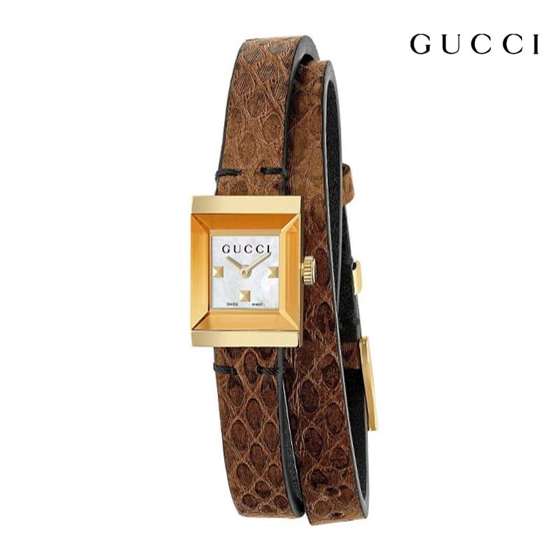  Shop Authentic Gucci G Frame White Dial Brown Leather Strap Watch For Women - YA128523 - Luxxuri