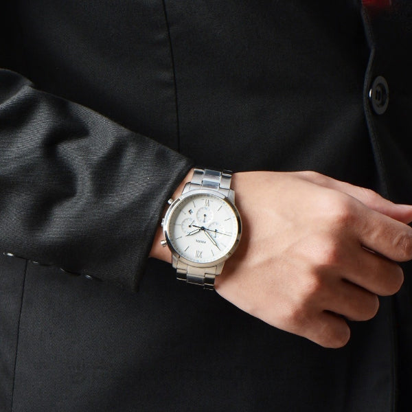  Shop Authentic Fossil Neutra Chronograph White Dial Silver Steel Strap Watch for Men - FS5433 - Luxxuri