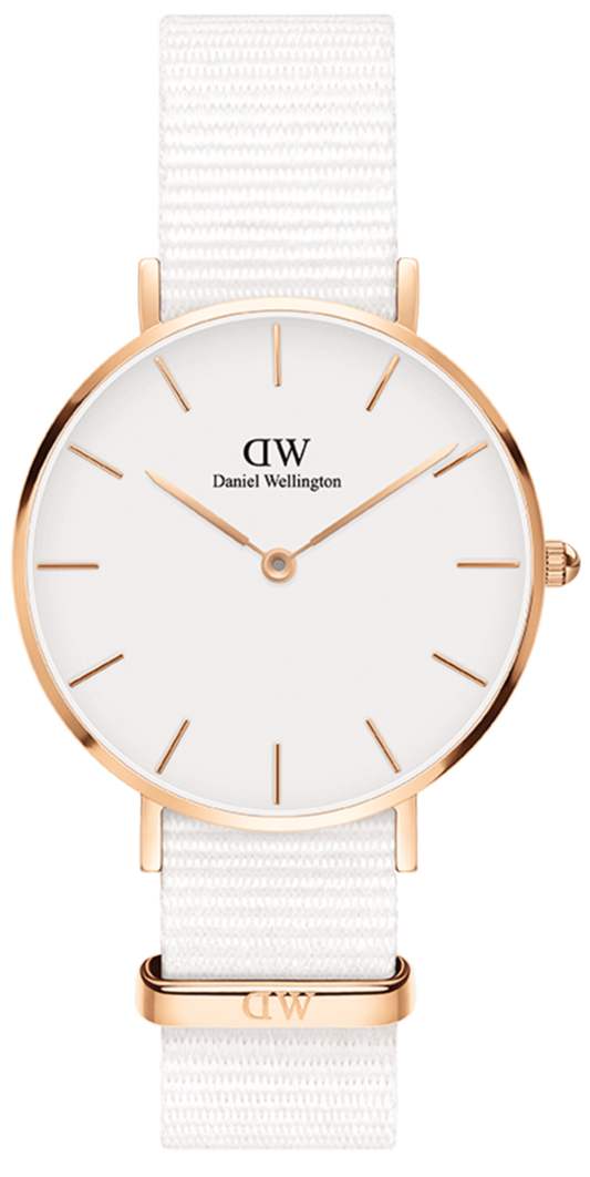  Shop Authentic Daniel Wellington Petite Dover Quartz White Dial White NATO Strap Watch For Women - DW001000313 - Luxxuri