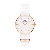  Shop Authentic Daniel Wellington Petite Dover Quartz White Dial White NATO Strap Watch For Women - DW001000313 - Luxxuri