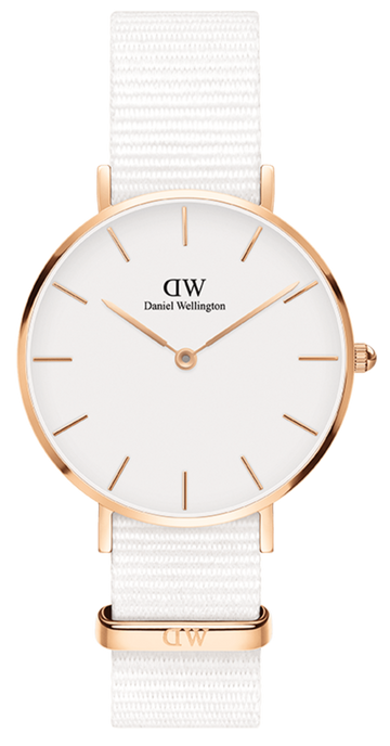  Shop Authentic Daniel Wellington Classic Petite Dover White Dial White Nylon Strap Watch For Women - DW00100311 - Luxxuri