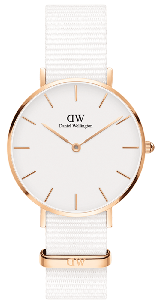  Shop Authentic Daniel Wellington Classic Petite Dover White Dial White Nylon Strap Watch For Women - DW00100311 - Luxxuri