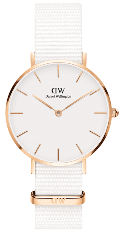  Shop Authentic Daniel Wellington Classic Petite Dover White Dial White Nylon Strap Watch For Women - DW00100311 - Luxxuri