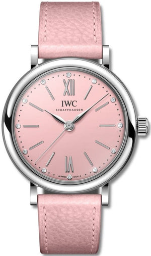  Shop Authentic IWC Portofino Automatic Pink Dial Pink Leather Strap Watch for Women - IW357417 - Luxxuri