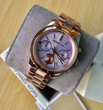  Shop Authentic Michael Kors Runway Chronograph Purple Dial Rose Gold Steel Strap Watch For Women - MK6163 - Luxxuri