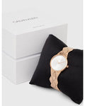  Shop Authentic Calvin Klein Snake Silver Dial Rose Gold Steel Strap Watch For Women - K6E23646 - Luxxuri
