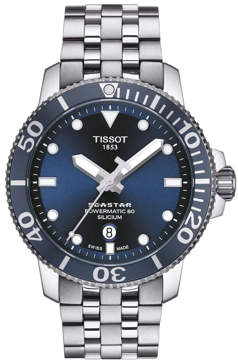  Shop Authentic Tissot T Sport Seastar 1000 Powermatic Silicium Blue Dial Silver Steel Strap Watch For Men - T120.407.11.041.01 - Luxxuri