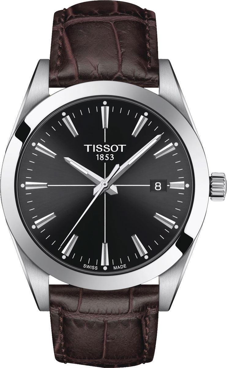 Shop Authentic Tissot Gentlemen Black Dial Brown Leather Strap Watch for Men - T127.410.16.051.01 - Luxxuri