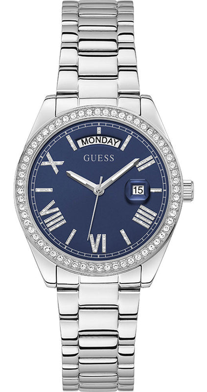  Shop Authentic Guess Luna Diamonds Blue Dial Silver Steel Strap Watch for Women - GW0307L1 - Luxxuri