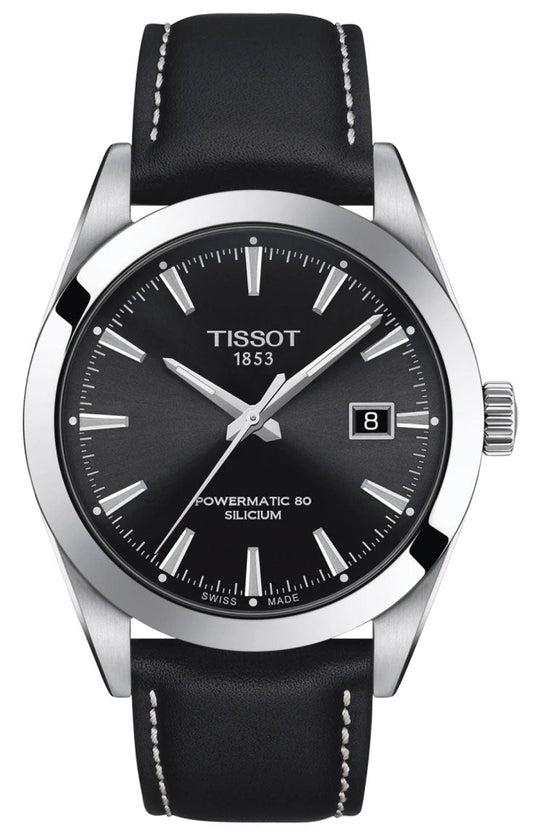  Shop Authentic Tissot Gentleman Powermatic 80 Silicium Black Dial Black Leather Strap Watch For Men - T127.407.16.051.00 - Luxxuri