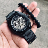  Shop Authentic Fossil Bronson Automatic Skeleton Black Dial Black Steel Strap Watch for Men - ME3217 - Luxxuri