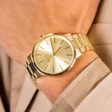  Shop Authentic Armani Exchange Cayde Analog Gold Dial Gold Steel Strap Watch For Men - AX2707 - Luxxuri
