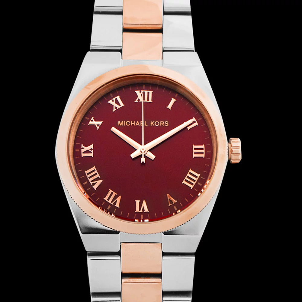  Shop Authentic Michael Kors Channing Quartz Red Dial Two Tone Steel Strap Watch For Women - MK6114 - Luxxuri