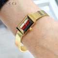  Shop Authentic Gucci G Frame Quartz Diamonds White Red Blue Dial Gold Mesh Bracelet Watch For Women - YA147511 - Luxxuri