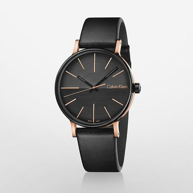  Shop Authentic Calvin Klein Boost Black Dial Black Leather Strap Watch for Men - K7Y21TCZ - Luxxuri