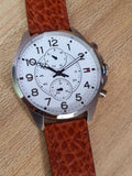  Shop Authentic Tommy Hilfiger Dean Quartz Multifunction White Dial Brown Leather Strap Watch for Men - 1791274 - Luxxuri