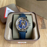  Shop Authentic Fossil Boyfriend Skeleton Blue Dial Blue Leather Strap Watch for Women - ME3136 - Luxxuri